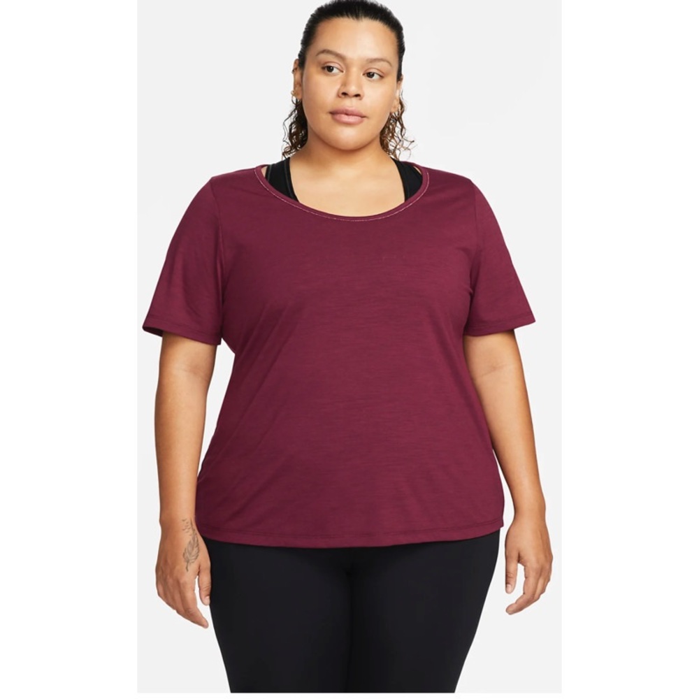 Nike Yoga Dri-Fit Short Sleeve Metallic Trim Top
